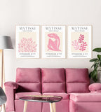 Matisse Art wall Décor Set of 3,Unframed sage Pink wall art,Truly Quality Canvas Prints for 11x14in,Art poster decoration for kitchen, bathroom,living room,bedroom