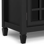 SIMPLIHOME Connaught Solid Wood 60 inch Wide Traditional Wide Storage Cabinet Buffet in Black for The Living Room, Entryway and Family Room