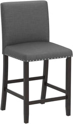 COSTWAY Bar Stools Set of 2, 25.5” Linen Fabric Armless Counter Height Chair with Back, Kitchen Island Breakfast Chair for Dining Room, Party Room & Restaurant (2, Grey)