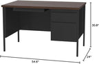 Lorell Single Right Pedestal Desk, 48 by 30 by 29-1/2-Inch, Black Walnut