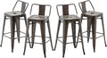 HAOBO Home 26" Low Back Metal Barstools Counter Height Bar Stools [Set of 4], Bronze