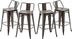 HAOBO Home 26" Low Back Metal Barstools Counter Height Bar Stools [Set of 4], Bronze