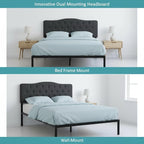 Naomi Home Cassandra Queen Tufted Headboard, Upholstered in Durable Linen Fabric – Premium Foam Cushioning, Adjustable Height, Floating Wall or Bed Frame Mount, Compatible with Adjustable Beds
