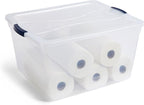 Rubbermaid Cleverstore 74 Quart Latching Plastic Storage Tote Container Box Bin with Lid for Home or Office Organization, Clear (8 Pack)