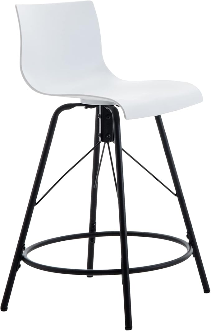 annjoe Swivel Bar Stools Metal Counter Height Stools Plastic Seat Chairs Set of 4 for Indoor Outdoor Home Kitchen Business (26" White)