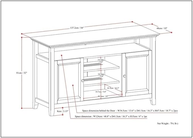 SIMPLIHOME Amherst 54-inch Wide Solid Wood TV Stand in Fog Grey, Transitional-Style Media Console for Living Room with Adjustable Shelves and Cable Management