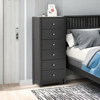 Prepac Sonoma 6 Drawer Dresser for Bedroom, Tall Chest of Drawers, Bedroom Furniture, Clothes Storage and Organizer, 19" D x 23.25" W x 52.75" H, Black