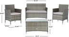 SAFAVIEH PAT7506B Collection Bandele Grey 4-Piece Outdoor Living Patio Set