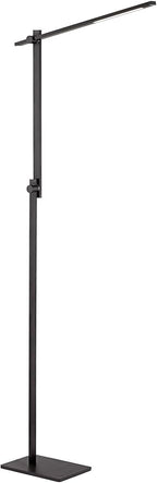 Possini Euro Design Barrett Modern Minimalist Task Floor Lamp LED Standing Base Adjustable 53" Tall Anodized Black Metal Touch On Off Decor for Living Room Reading House Bedroom Home