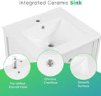 22" Bathroom Vanity Cabinet, Modern Freestanding Bathroom White Small Bathroom Storage Cabinet with Sink Combo and Adjustable Shelve for Small Space (20"× 18"×34")