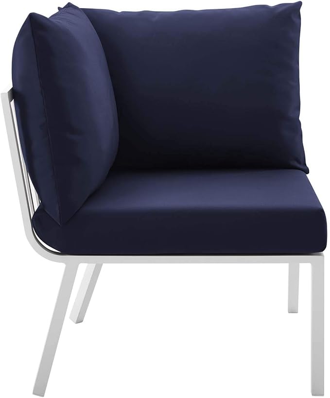 Modway Riverside Outdoor Furniture, 6-Piece Set, White Navy