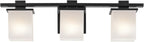 KICHLER Tully 24" 3-Light Vanity Light with Satin Etched Cased Opal Glass in Black for Over a Vanity, Soft Modern Style, (24" x 6.5" x 7"), 45151BK
