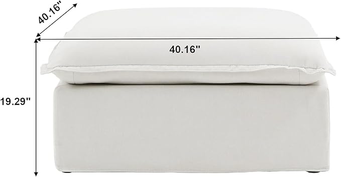 JACH Ottoman Module for Living Room, Cushion Covers Removable, Minimalist Comfy Breathable Ottoman Paired with Sofa Couch for Living Room Apartment, Beige