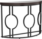 Tribesigns Half Moon Console Table for Entryway, 43 Inch Industrial Semi Circle Sofa Table with Geometric Base, Wood Accent Table for Living Room, Hallway, Foyer, Entrance, Rustic Brown