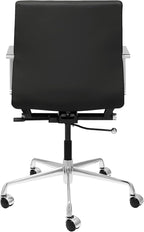 Laura Davidson Furniture SOHO II Ribbed Office Chair - Mid Back Desk Chair, Ergonomically Designed with Arm Rest & Swivel, Made of Faux Leather, Black, Computer Chair