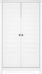 Furinno Robin Storage Cabinet, 4-Tier Pantry Cabinet with Adjustable Shelves, 35W with Louvered Doors, Kitchen Cabinet, Organization and Storage, for Pantry, Living Room, Home Office, White