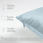lalaLOOM Velvet Throw Pillow Covers, Set of 2 Decorative Square Pillows Home Decor, Soft Accent Cases, Silky Machine Washable Pillowcases for Sofa, Couch, Bedroom, Living Room, 16x16, Light Blue