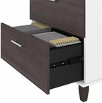Pemberly Row Wood 2 Drawer Lateral File Cabinet in White and Storm Gray