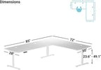 Progressive Desk Stand Up Height Adjustable Standing Desk - L Shaped 85" x 72" Corner Computer Rising Workstation Electric Table - Warm White, Black Frame