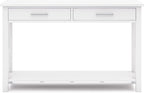 SIMPLIHOME Kitchener Console Table - 47 Inch Wide Solid Wood Sofa Table in White, Contemporary Storage Table for Entryway or Living Room with 2 Drawers, Bottom Shelf, and X-Design Side Panels