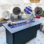 Sophia & William 6 Pieces Patio Furniture Set with 45" Fire Pit Table, Metal Outdoor Sectional Sofa Set -2 x Single Couch with Side Table,2 x Single Sofa,1 x Loveseat,1 x Propane Fire Pit