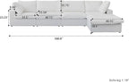 Cloud Modular Sectional Sofa with Storage Ottoman,160.6" Down Filled Comfort L Shaped Sofa Couch for Living Room,Minimalist Wide Deep Seat Convertible Couches,4 Seater and 1ottoman,White