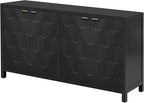 Sideboard Buffet Cabinet with Storage,Wood Modern Sideboard with Honeycomb Patterned Doors,Adjustable Shelves for Living Room Dining Room Kitchen (Black)
