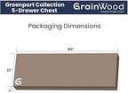 Grain Wood Furniture Greenport 5-Drawer Chest, Solid Wood with Brushed Grey Finish