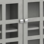 SIMPLIHOME Acadian SOLID WOOD 36 Inch Wide Rustic Entryway Hallway Storage Cabinet in Fog Grey, For the Living Room, Entryway and Family Room