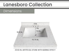 Hanover Lanesboro 24'' Vanity Cabinet with Sink Combo for Bathroom, Powder Room | Pre-Assembled Cabinet | 2 Doors | Accent Mirror | Artificial Stone Countertop, White Cabinet | HANVN0105-24-0WH