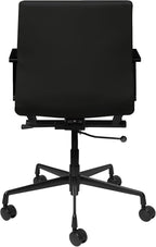 Laura Davidson Furniture SOHO II Ribbed Office Chair - Mid Back Desk Chair, Ergonomically Designed with Arm Rest & Swivel, Made of Faux Leather, All Black Limited Edition, Computer Chair
