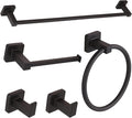 5 Pieces Black Bathroom Hardware Set,Wall Mounted 23.6 inch Towel Bar Set Matte Black,Towel Rack Set,Toilet Paper Holder,Matte Black Bathroom Accessories Set