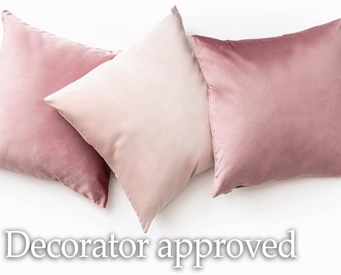 lalaLOOM Velvet Throw Pillow Covers, Set of 2 Decorative Square Pillows Home Decor, Soft Accent Cases, Silky Machine Washable Pillowcases for Sofa, Couch, Bedroom, Living Room, 16x16, Cream