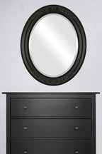 OVALCREST Oval Beveled Wall Mirror for Home Decor - Florence Style - Matte Black - 24" x 20"
