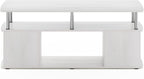 Furinno Jaya Coffee Table, Rectangle Modern Coffee Table with Open Shelf, Side Table with Side Storage, for Living Room, Bedroom, Home Office, White Oak/Stainless Steel