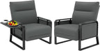 Faux Leather Accent Chairs Set of 2 with Flip Up Tray Tables Soft Backrest for Living Room Office Bedroom Modern Accent Chairs, Gray