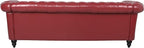 LEVNARY Chesterfield Sofa, Classic Tufted Upholstered Leather Couch, Modern 3 Seater Couch Furniture with Tufted Back for Living Room Office (Wine Red)