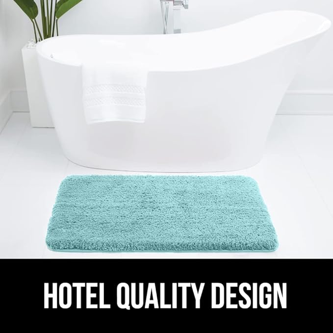 GORILLA GRIP Premium Luxury Bath Rug, 36x24, Absorbent, Soft, Thick Shag, Plush Bathroom Mat Rugs, Machine Washable, Quick Dry, Mats for Shower, Bathtub and Floor Accessories, Spa Blue