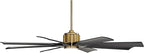 Possini Euro Design 60" Defender Modern Outdoor Ceiling Fan with LED Light Remote Control Soft Brass Matte Black Damp Rated for Patio Exterior House Home Porch Gazebo Garage Barn