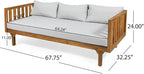 Christopher Knight Home Tina Outdoor 3 Seater Acacia Wood Daybed, Teak Finish, Light Grey