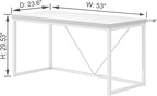EXCEFUR Home Office Desk, Modern Wood Computer Desk, Wood Study Writing Table, Simple Gaming Executive Desk Workstation for Bedroom Living Room, White, 53 inch