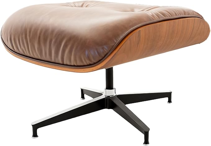 Top Grain Leather, Mid Century Chaise Lounge Chair and Ottoman, Reading Chair, Leather Accent Chair, Modern Chair, Classic Design, for Living Room Lounge Office,Retro Aged Leather, Walnut,Heightening