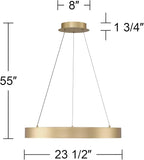 Possini Euro Design Cafferty Soft Sanded Gold Ring Pendant Lighting 23 1/2" Wide Modern Dimmable LED Fixture for Dining Room House Home Foyer Kitchen Island Entryway Bedroom Living High Ceilings