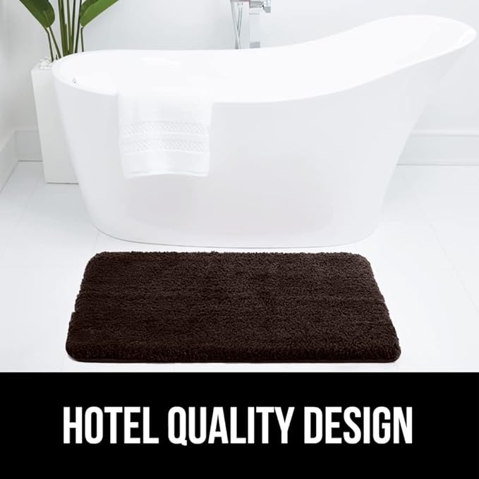 GORILLA GRIP Bathroom Rugs, 30x20, Ultra Soft Absorbent Mat, Thick Plush Bath Rug, Machine Washable, Microfiber Quick Dry, Mats for Shower, Bathtub and Floor, Home Decor Accessories, Brown