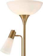 Possini Euro Design Pharos Modern Tree Torchiere Floor Lamp with Side Lights 71" Tall Warm Gold Metal Frosted Glass Shade Decor for Living Room Reading House Bedroom Home Office House