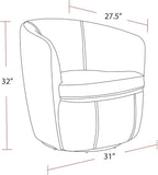 Pemberly Row Genuine Italian Leather Brown Swivel Club Chair (Two Pack)