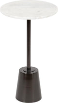 Kate and Laurel Tira Round Side Table, 14 x 14 x 24, White and Gray, Decorative Pedestal Style End Table for Use as a Bedroom Nightstand or Living Room Accent