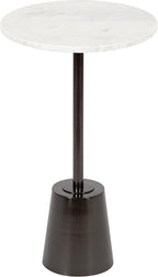 Kate and Laurel Tira Round Side Table, 14 x 14 x 24, White and Gray, Decorative Pedestal Style End Table for Use as a Bedroom Nightstand or Living Room Accent