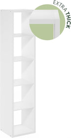 Furinno Cubicle Book Shelf, 5-Cube Vertical Thick Frame Bookshelf, Horizontally & Vertically Reversible Bookcase with Open Back, 14.6 x 15.9 x 72, for Living Room, Bedroom, Home Office, White