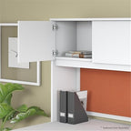 Pemberly Row 72W Office Desk with Hutch and Drawers in White - Engineered Wood